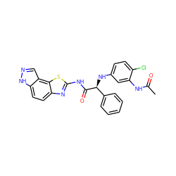 CC(=O)Nc1cc(N[C@H](C(=O)Nc2nc3ccc4[nH]ncc4c3s2)c2ccccc2)ccc1Cl ZINC000202051581