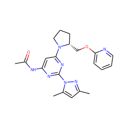 CC(=O)Nc1cc(N2CCC[C@@H]2COc2ccccn2)nc(-n2nc(C)cc2C)n1 ZINC000040379670