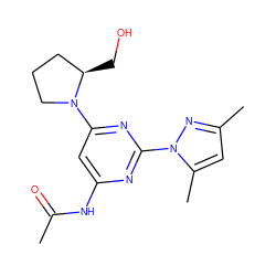 CC(=O)Nc1cc(N2CCC[C@H]2CO)nc(-n2nc(C)cc2C)n1 ZINC000040380606