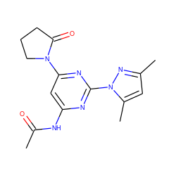 CC(=O)Nc1cc(N2CCCC2=O)nc(-n2nc(C)cc2C)n1 ZINC000040848305