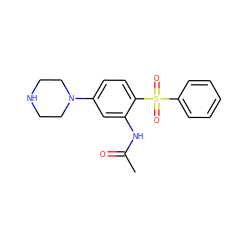 CC(=O)Nc1cc(N2CCNCC2)ccc1S(=O)(=O)c1ccccc1 ZINC000034030507