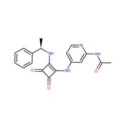 CC(=O)Nc1cc(Nc2c(N[C@H](C)c3ccccc3)c(=O)c2=O)ccn1 ZINC000100081301