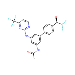 CC(=O)Nc1cc(Nc2nccc(C(F)(F)F)n2)cc(-c2ccc([C@@H](O)C(F)F)cc2)c1 ZINC000211036131