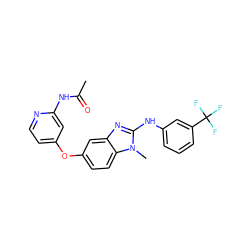 CC(=O)Nc1cc(Oc2ccc3c(c2)nc(Nc2cccc(C(F)(F)F)c2)n3C)ccn1 ZINC000166690331