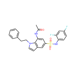 CC(=O)Nc1cc(S(=O)(=O)Nc2ccc(F)cc2F)cc2ccn(CCc3ccccc3)c12 ZINC000473134870