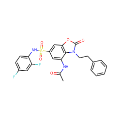 CC(=O)Nc1cc(S(=O)(=O)Nc2ccc(F)cc2F)cc2oc(=O)n(CCc3ccccc3)c12 ZINC000473135390