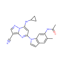 CC(=O)Nc1cc2c(ccn2-c2cc(NC3CC3)n3ncc(C#N)c3n2)cc1C ZINC000084712713