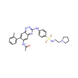 CC(=O)Nc1cc2nc(Nc3ccc(S(=O)(=O)NCCN4CCCC4)cc3)nnc2cc1-c1ccccc1C ZINC000096167766