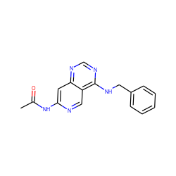 CC(=O)Nc1cc2ncnc(NCc3ccccc3)c2cn1 ZINC000000020368