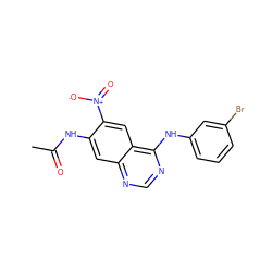 CC(=O)Nc1cc2ncnc(Nc3cccc(Br)c3)c2cc1[N+](=O)[O-] ZINC000003815218