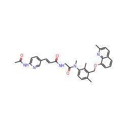 CC(=O)Nc1ccc(/C=C/C(=O)NCC(=O)N(C)c2ccc(C)c(COc3cccc4ccc(C)nc34)c2C)cn1 ZINC000027406067