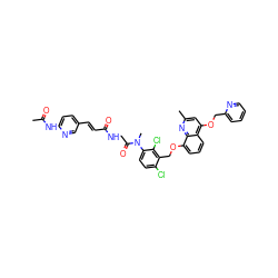 CC(=O)Nc1ccc(/C=C/C(=O)NCC(=O)N(C)c2ccc(Cl)c(COc3cccc4c(OCc5ccccn5)cc(C)nc34)c2Cl)cn1 ZINC000026721943