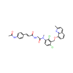 CC(=O)Nc1ccc(/C=C/C(=O)NCC(=O)N(C)c2ccc(Cl)c(COc3cccc4ccc(C)nc34)c2Cl)cc1 ZINC000027328065