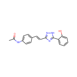 CC(=O)Nc1ccc(/C=C/c2n[nH]c(-c3ccccc3O)n2)cc1 ZINC000012475227