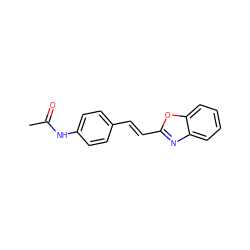 CC(=O)Nc1ccc(/C=C/c2nc3ccccc3o2)cc1 ZINC000005383148