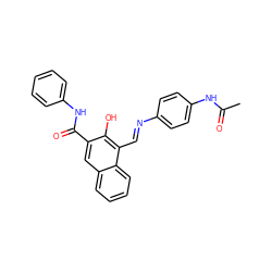 CC(=O)Nc1ccc(/N=C/c2c(O)c(C(=O)Nc3ccccc3)cc3ccccc23)cc1 ZINC000015962740