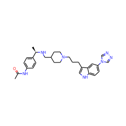 CC(=O)Nc1ccc([C@@H](C)NCC2CCN(CCCc3c[nH]c4ccc(-n5cnnc5)cc34)CC2)cc1 ZINC000013802604