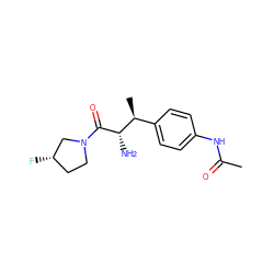 CC(=O)Nc1ccc([C@H](C)[C@H](N)C(=O)N2CC[C@H](F)C2)cc1 ZINC000014963932