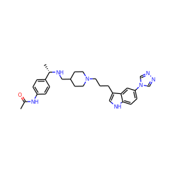 CC(=O)Nc1ccc([C@H](C)NCC2CCN(CCCc3c[nH]c4ccc(-n5cnnc5)cc34)CC2)cc1 ZINC000013802606