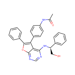 CC(=O)Nc1ccc(-c2c(-c3ccccc3)oc3ncnc(N[C@H](CO)c4ccccc4)c23)cc1 ZINC000095602586