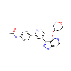 CC(=O)Nc1ccc(-c2cc(-c3n[nH]c4ccnc(OC5CCOCC5)c34)ccn2)cc1 ZINC000114773156