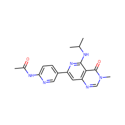 CC(=O)Nc1ccc(-c2cc3ncn(C)c(=O)c3c(NC(C)C)n2)cn1 ZINC000115624738