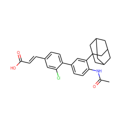 CC(=O)Nc1ccc(-c2ccc(/C=C/C(=O)O)cc2Cl)cc1C12CC3CC(CC(C3)C1)C2 ZINC000040393710