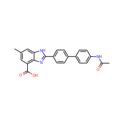 CC(=O)Nc1ccc(-c2ccc(-c3nc4c(C(=O)O)cc(C)cc4[nH]3)cc2)cc1 ZINC000473109512