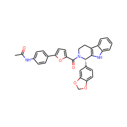 CC(=O)Nc1ccc(-c2ccc(C(=O)N3CCc4c([nH]c5ccccc45)[C@@H]3c3ccc4c(c3)OCO4)o2)cc1 ZINC000013487966