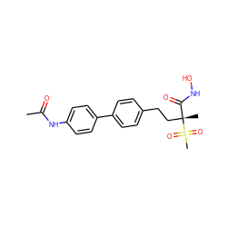 CC(=O)Nc1ccc(-c2ccc(CC[C@](C)(C(=O)NO)S(C)(=O)=O)cc2)cc1 ZINC000169708218