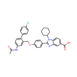 CC(=O)Nc1ccc(-c2ccc(Cl)cc2)c(COc2ccc(-c3nc4cc(C(=O)O)ccc4n3C3CCCCC3)cc2)c1 ZINC000036350435