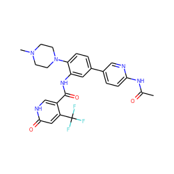 CC(=O)Nc1ccc(-c2ccc(N3CCN(C)CC3)c(NC(=O)c3c[nH]c(=O)cc3C(F)(F)F)c2)cn1 ZINC000653845393