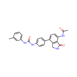 CC(=O)Nc1ccc(-c2ccc(NC(=O)Nc3cccc(C)c3)cc2)c2c1C(=O)NC2 ZINC000014945238