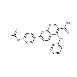 CC(=O)Nc1ccc(-c2ccc3c(Nc4ccccc4)c(C(N)=O)cnc3c2)cc1 ZINC000028960527