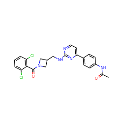 CC(=O)Nc1ccc(-c2ccnc(NCC3CN(C(=O)c4c(Cl)cccc4Cl)C3)n2)cc1 ZINC000095564099