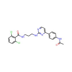 CC(=O)Nc1ccc(-c2ccnc(NCCCNC(=O)c3c(Cl)cccc3Cl)n2)cc1 ZINC000095559942