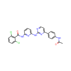 CC(=O)Nc1ccc(-c2ccnc(Nc3cccc(NC(=O)c4c(Cl)cccc4Cl)n3)n2)cc1 ZINC000095560294