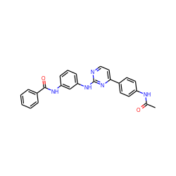 CC(=O)Nc1ccc(-c2ccnc(Nc3cccc(NC(=O)c4ccccc4)c3)n2)cc1 ZINC000095558663