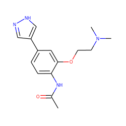 CC(=O)Nc1ccc(-c2cn[nH]c2)cc1OCCN(C)C ZINC000040938205