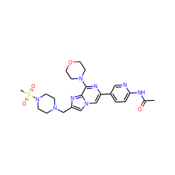 CC(=O)Nc1ccc(-c2cn3cc(CN4CCN(S(C)(=O)=O)CC4)nc3c(N3CCOCC3)n2)cn1 ZINC000084690306