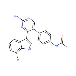 CC(=O)Nc1ccc(-c2cnc(N)nc2-c2c[nH]c3c(Br)cccc23)cc1 ZINC000072110143