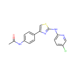 CC(=O)Nc1ccc(-c2csc(Nc3ccc(Cl)cn3)n2)cc1 ZINC000000613065