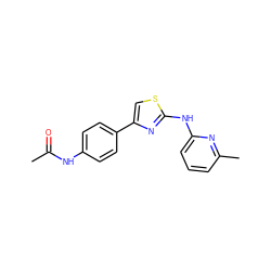 CC(=O)Nc1ccc(-c2csc(Nc3cccc(C)n3)n2)cc1 ZINC000000813388