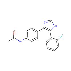 CC(=O)Nc1ccc(-c2nc[nH]c2-c2ccccc2F)cc1 ZINC000653856211