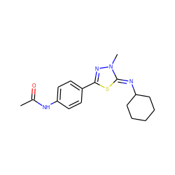 CC(=O)Nc1ccc(-c2nn(C)/c(=N/C3CCCCC3)s2)cc1 ZINC000028372909