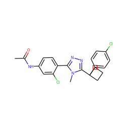 CC(=O)Nc1ccc(-c2nnc(C3(c4ccc(Cl)cc4)CCC3)n2C)c(Cl)c1 ZINC000071319288