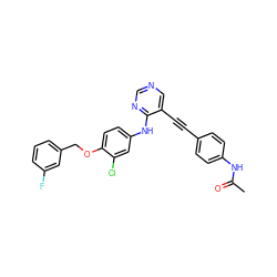 CC(=O)Nc1ccc(C#Cc2cncnc2Nc2ccc(OCc3cccc(F)c3)c(Cl)c2)cc1 ZINC000034800146