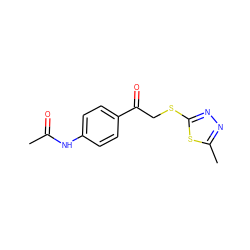 CC(=O)Nc1ccc(C(=O)CSc2nnc(C)s2)cc1 ZINC000001111216