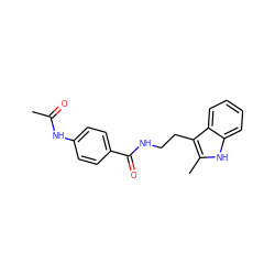 CC(=O)Nc1ccc(C(=O)NCCc2c(C)[nH]c3ccccc23)cc1 ZINC000075015568