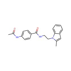 CC(=O)Nc1ccc(C(=O)NCCn2c(C)cc3ccccc32)cc1 ZINC000169351783